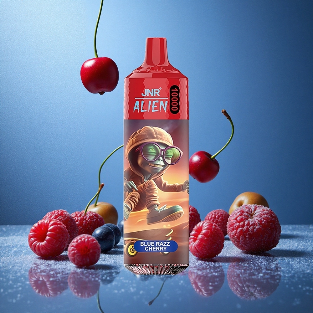 Blå Hallon Körsbär JNR Alien 10000 Puffs Typ-C Snabbuppladdning 20ml E-vätska Sverige grossist
