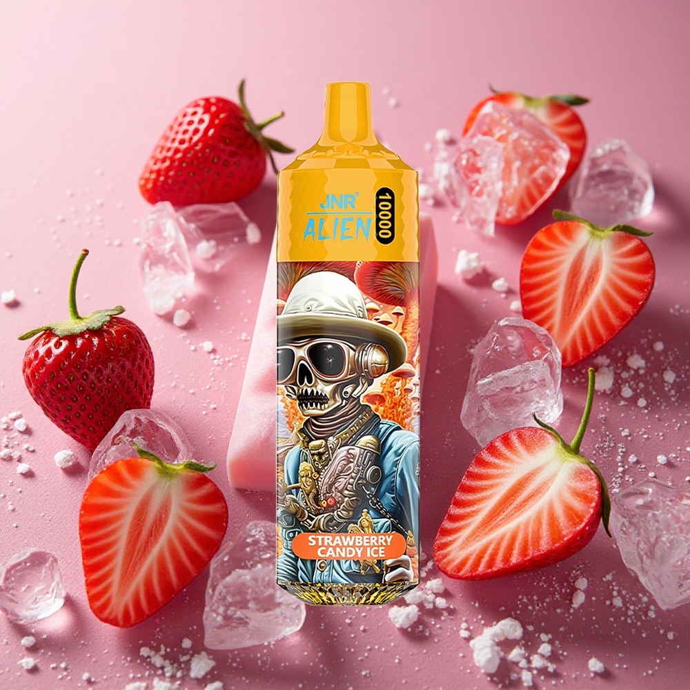 Jordgubbsgodis Is JNR Alien 10000 Puffs 20ml E-vätska Typ-C Snabbladdning Sverige grossist