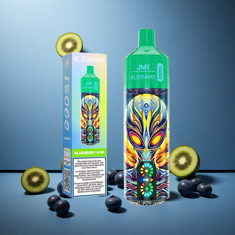 Blåbär Kiwi JNR Alien Max 18000 Puffs Smart LED Display Dual Mesh Coil Sverige grossist