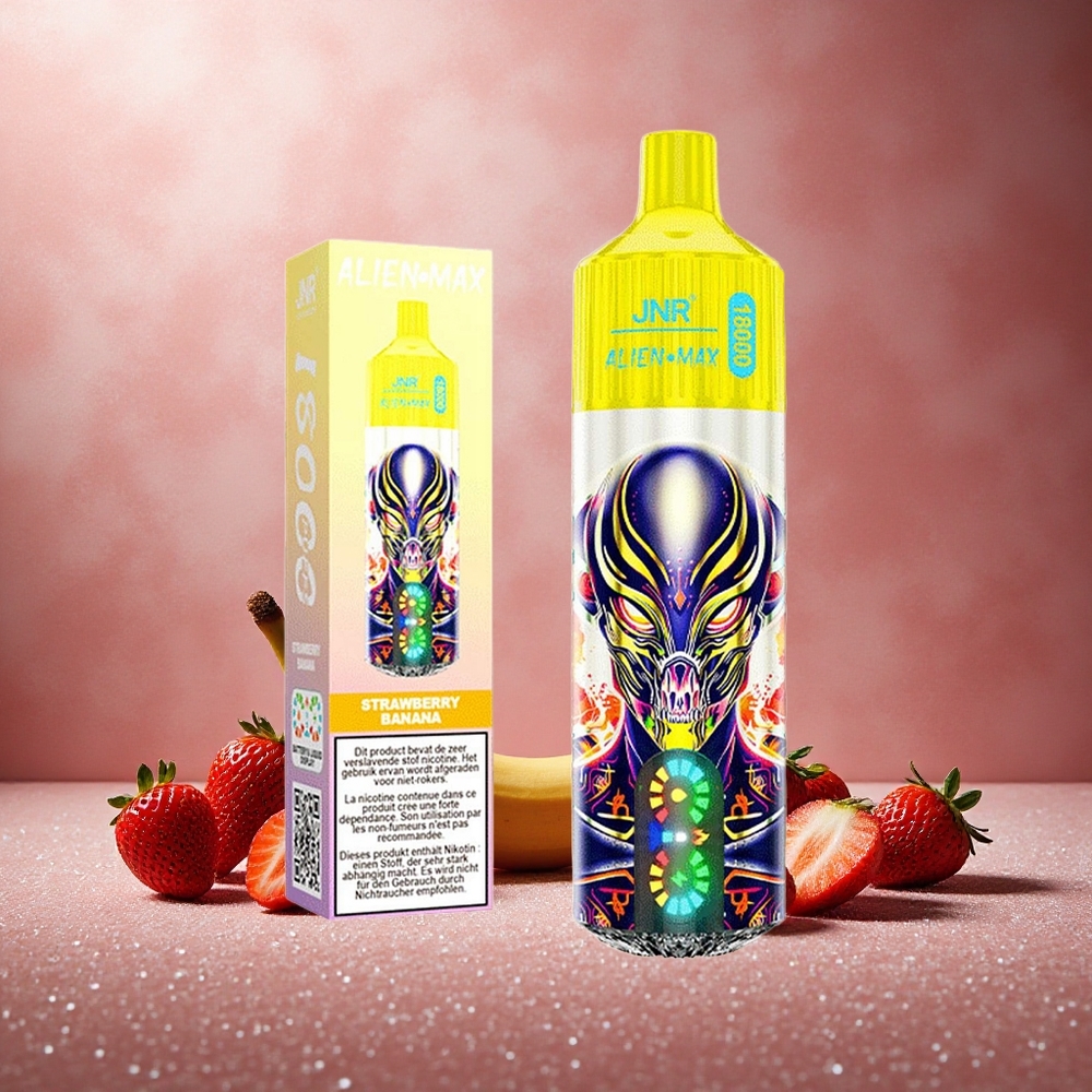 Jordgubb Banan JNR Alien Max 18000 Puffs Smart LED Display Typ-C Snabbladdning Sverige grossist