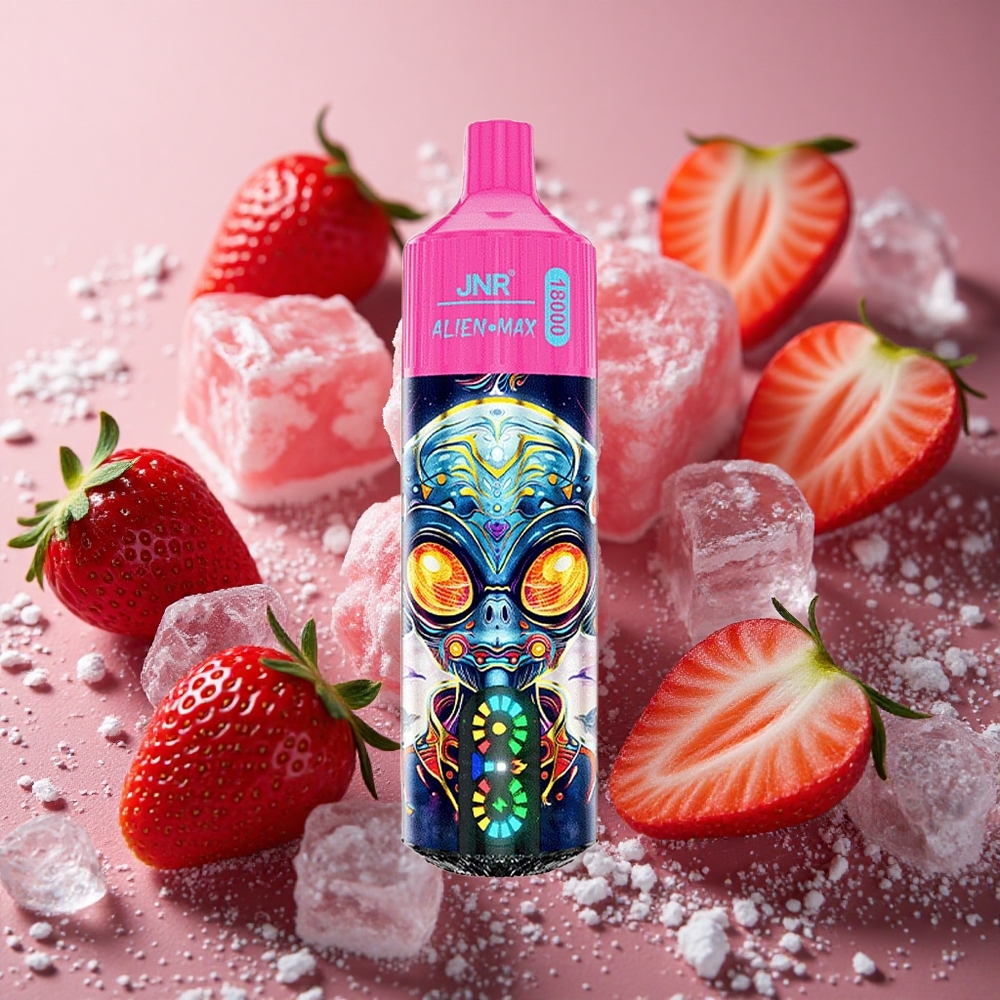 Jordgubb Is JNR Alien Max 18000 Puffs Smart LED Display Typ-C Snabbuppladdning Sverige grossist