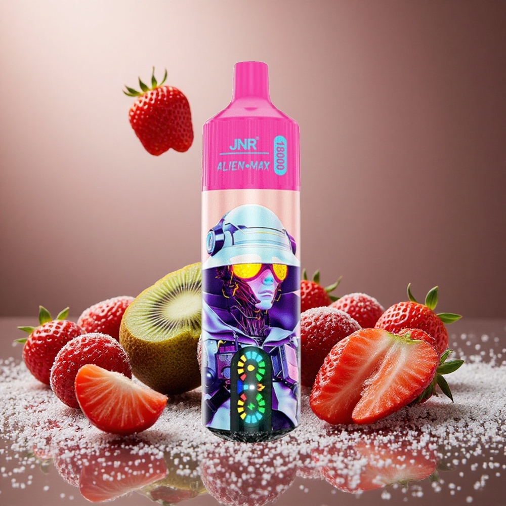 Jordgubb Kiwi JNR Alien Max 18000 Puffs Smart LED-display Typ-C Snabbuppladdning Sverige grossist