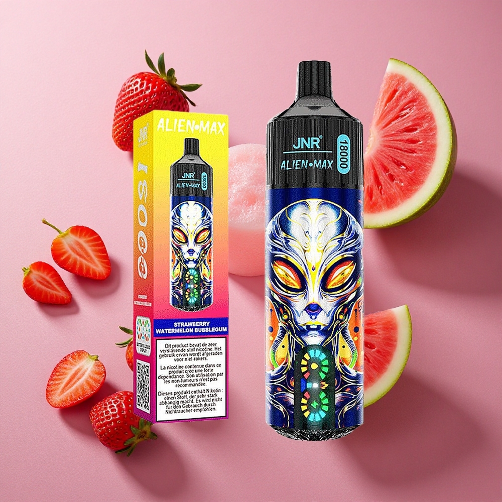 Jordgubb Vattenmelon Bubblig Gum JNR Alien Max 18000 Puffs Smart LED Display Typ-C Snabbadd Sverige grossist