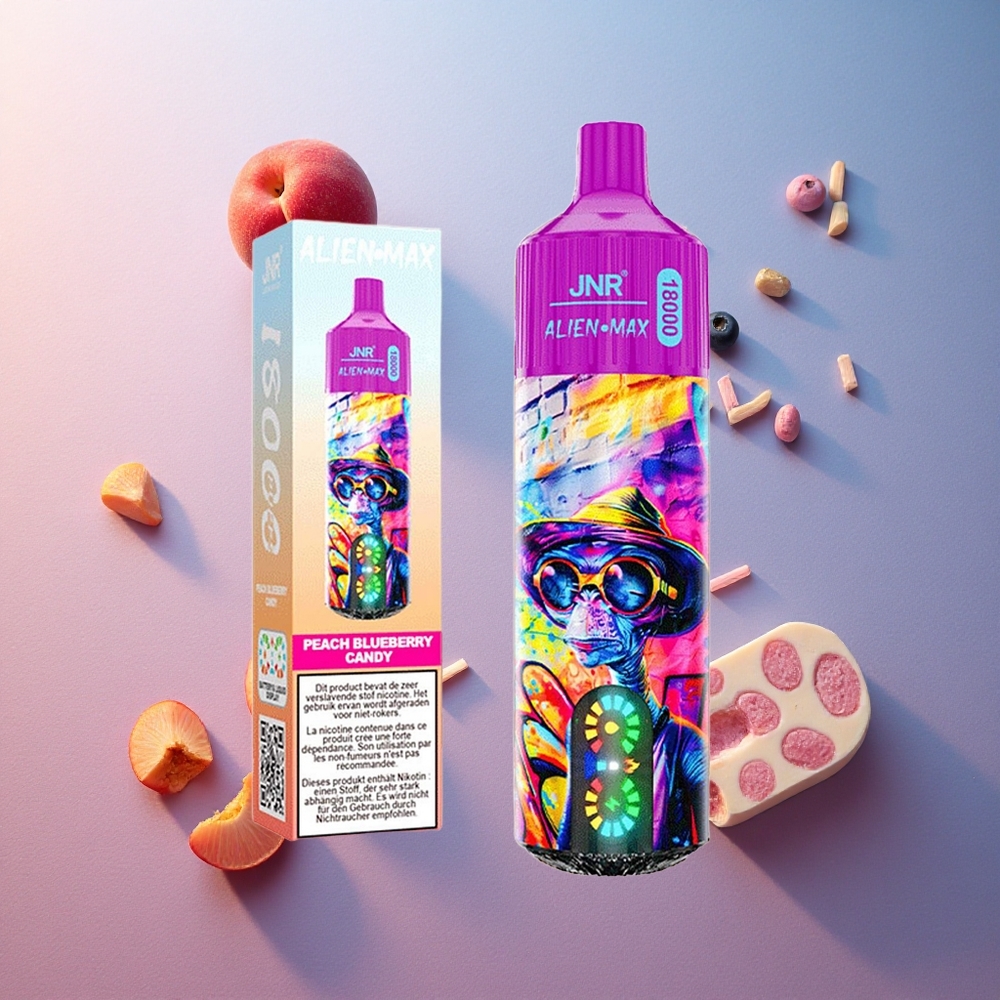 Persika Blåbär Godis JNR Alien Max 18000 Puffs Smart LED Display 28ml E-liquid Sverige grossist