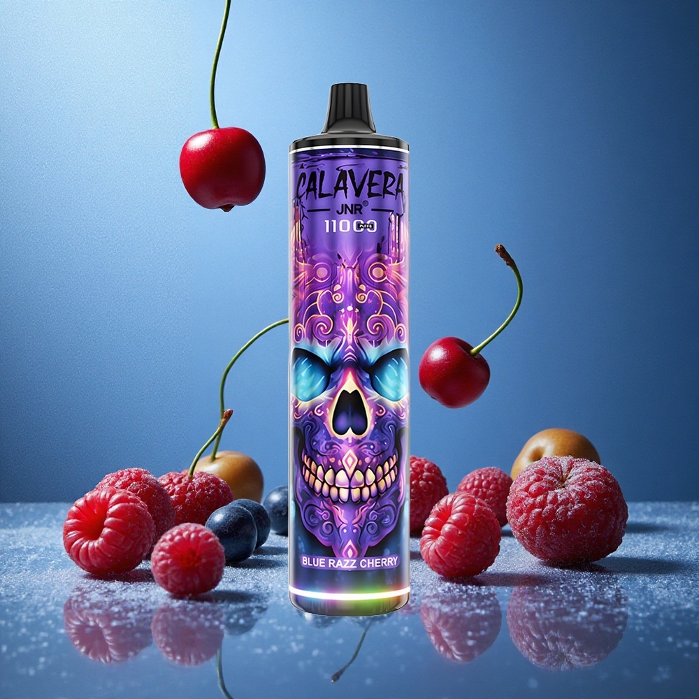 Blå Hallon Körsbär JNR Calavera 11000 Puffs Typ-C-laddningsport 21ml E-Liquid Kapacitet Sverige grossist