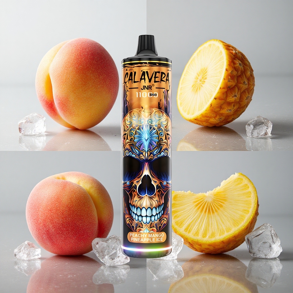 Persika Mango Ananas Is JNR Calavera 11000 Puffs 850 mAh Batterikapacitet 21ml E-Liquid Kapacitet Sverige grossist