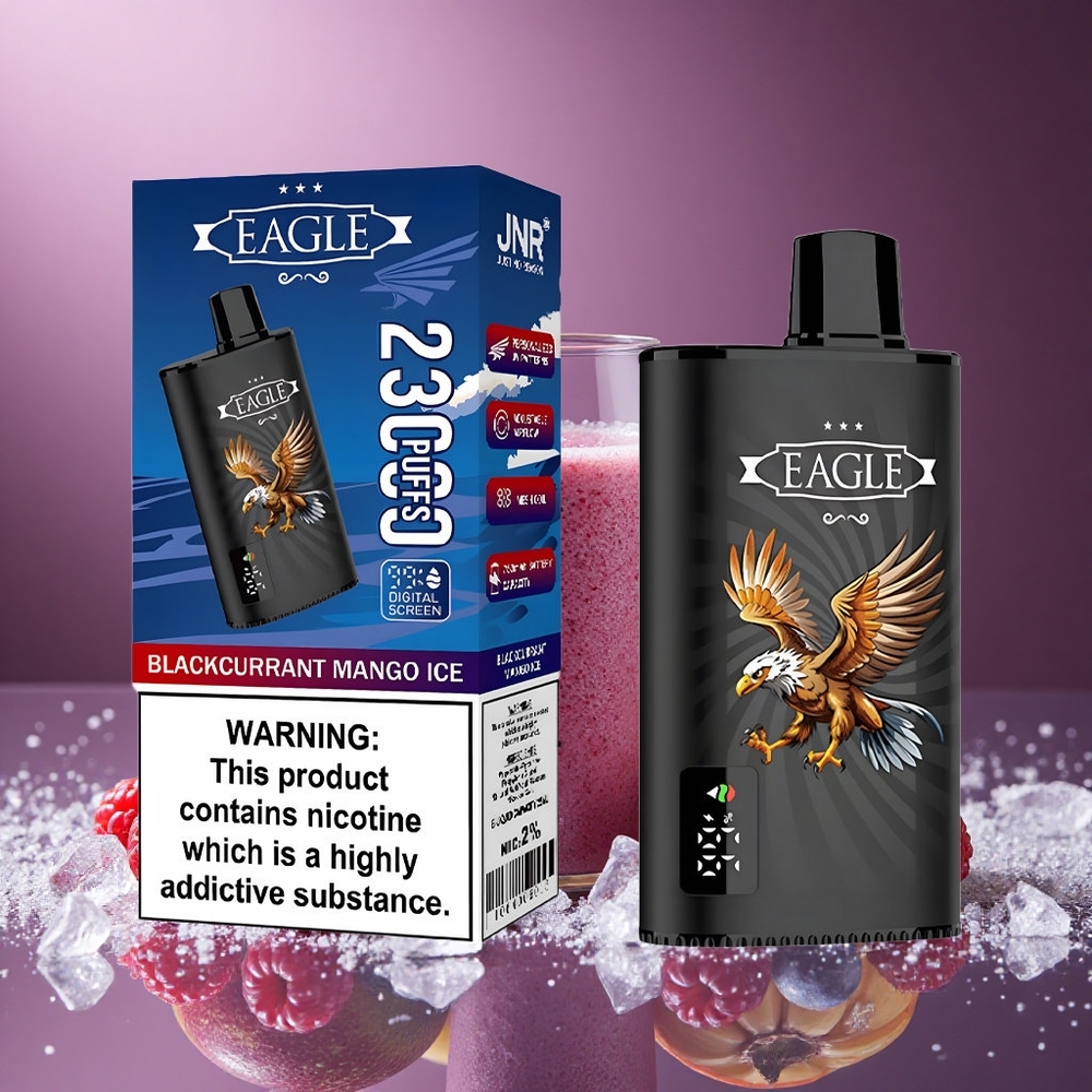 Svartvinbär Mango Is JNR EAGLE Smart 23000 Puffs Digital Skärm Justerbar Luftflöde Sverige grossist