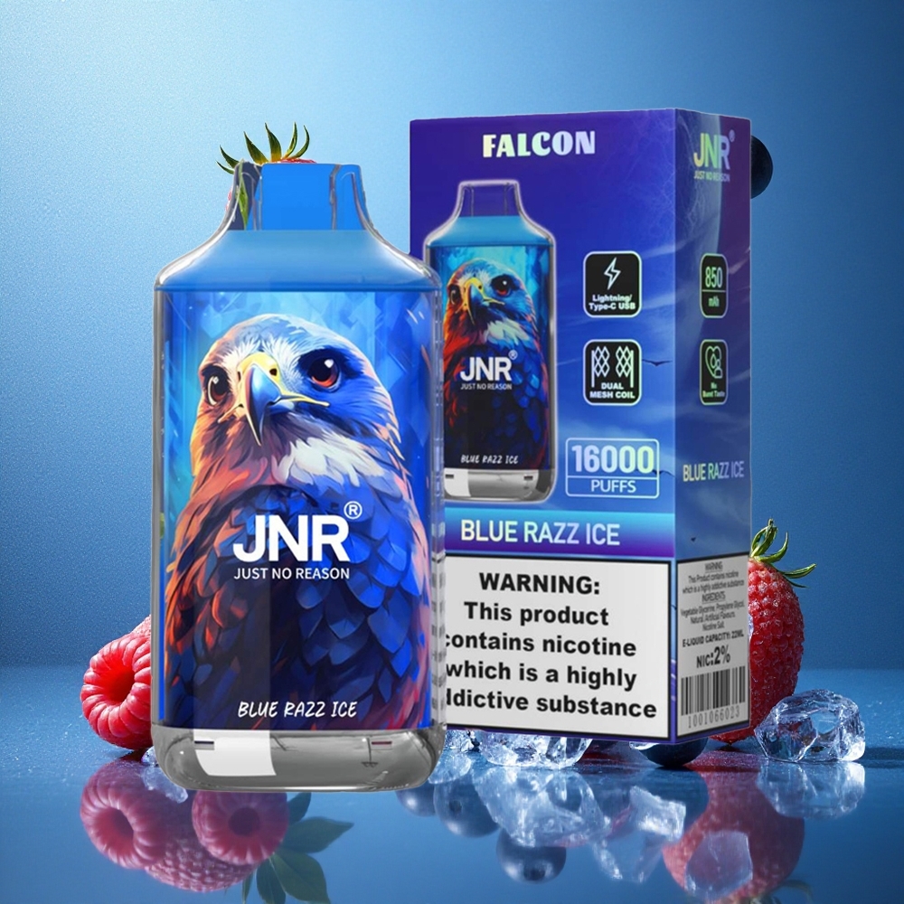Blå Hallon Is JNR Falcon 16000 Puffs 850 mAh 22ml Sverige grossist