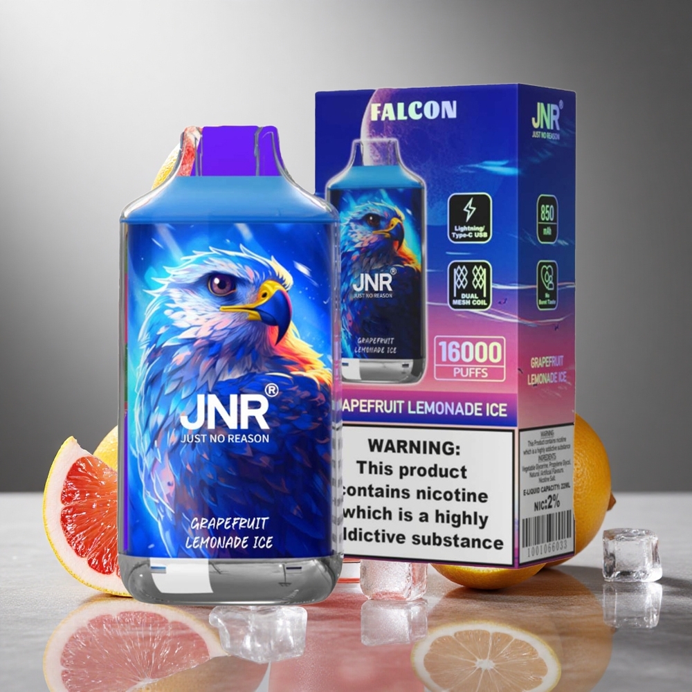 Grapefrukt Lemonad Is JNR Falcon 16000 Puffs Dual Mesh Coil Smart LED Display Sverige grossist