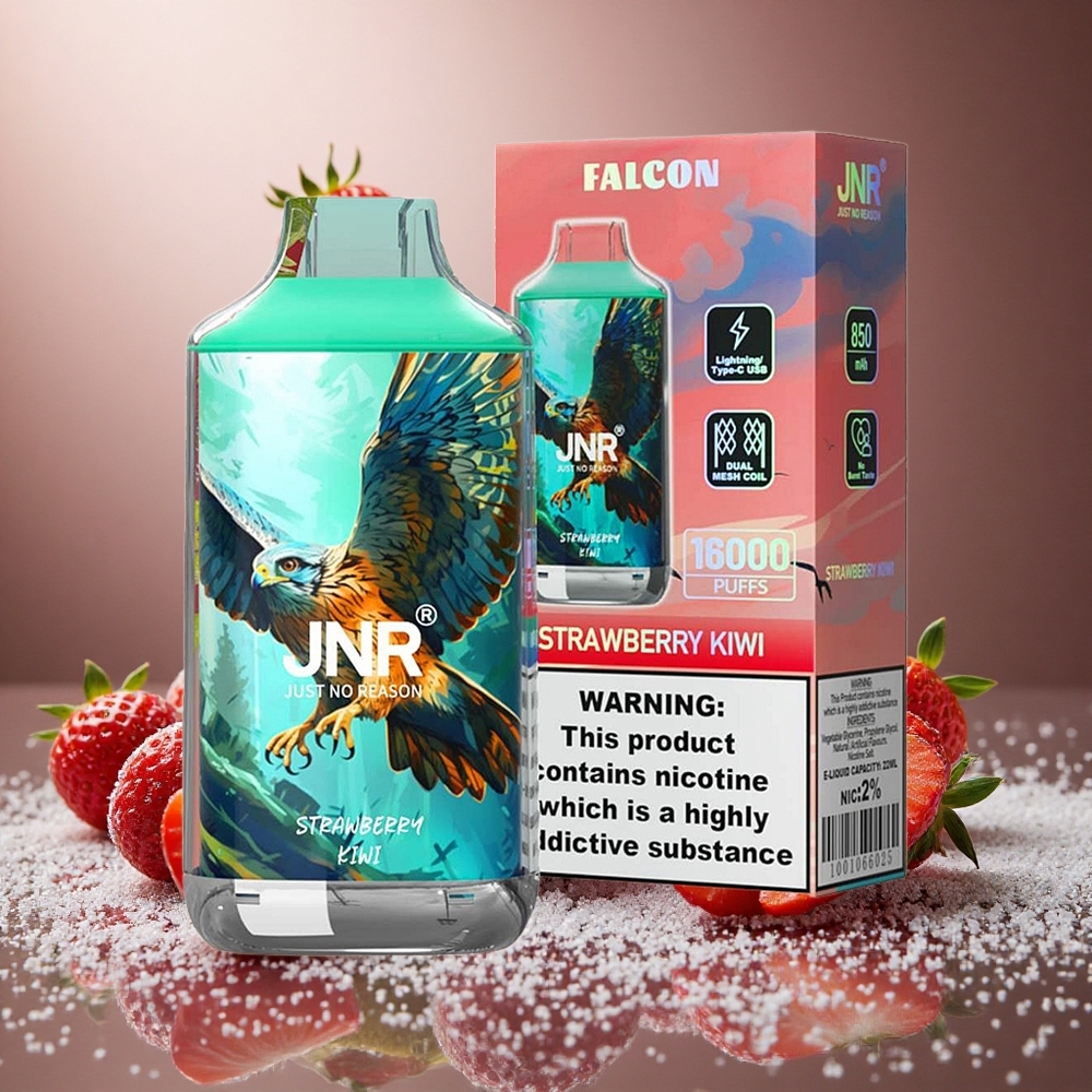 Jordgubb Kiwi JNR Falcon 16000 Puffs 22ml Smart LED Display Sverige grossist