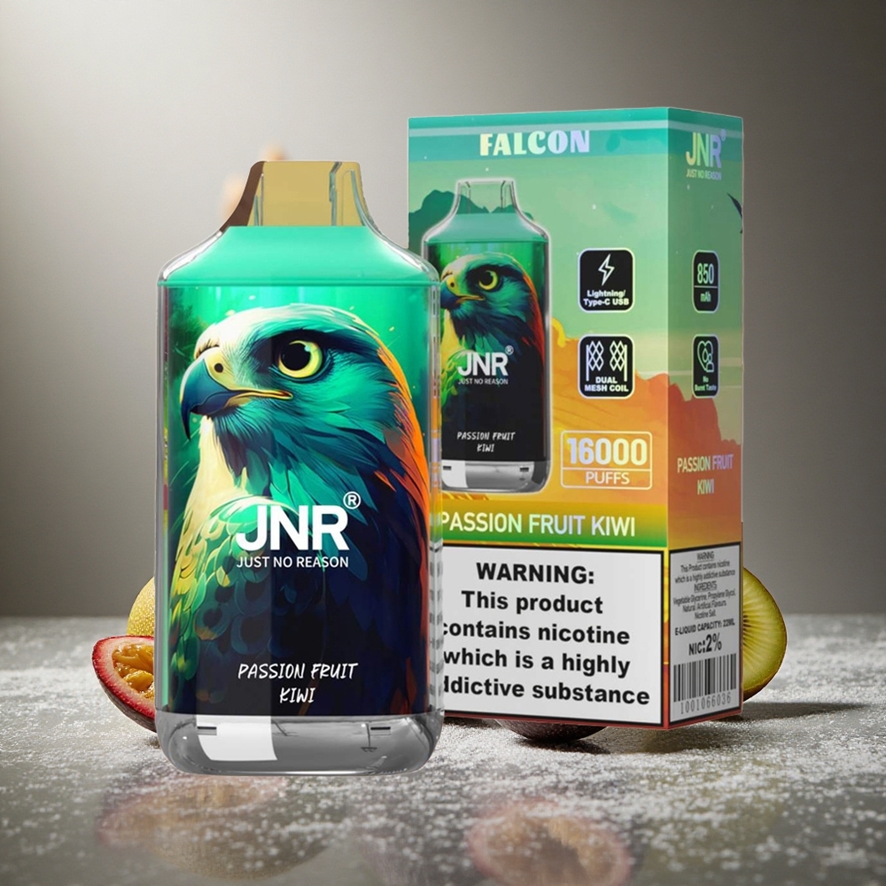 Passionfrukt Kiwi JNR Falcon 16000 Puffs 850 mAh Smart LED Display Sverige grossist
