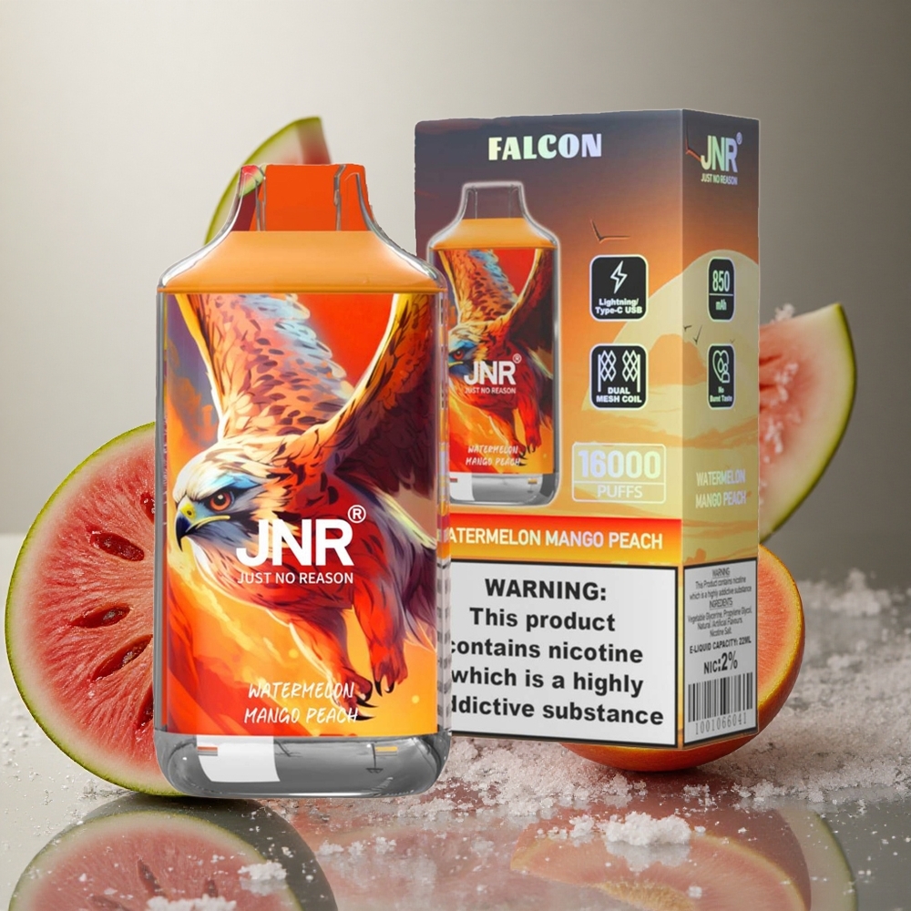 Vattenmelon Mango Persika JNR Falcon 16000 Puffs 22ml Dubbel Mesh Coil Sverige grossist