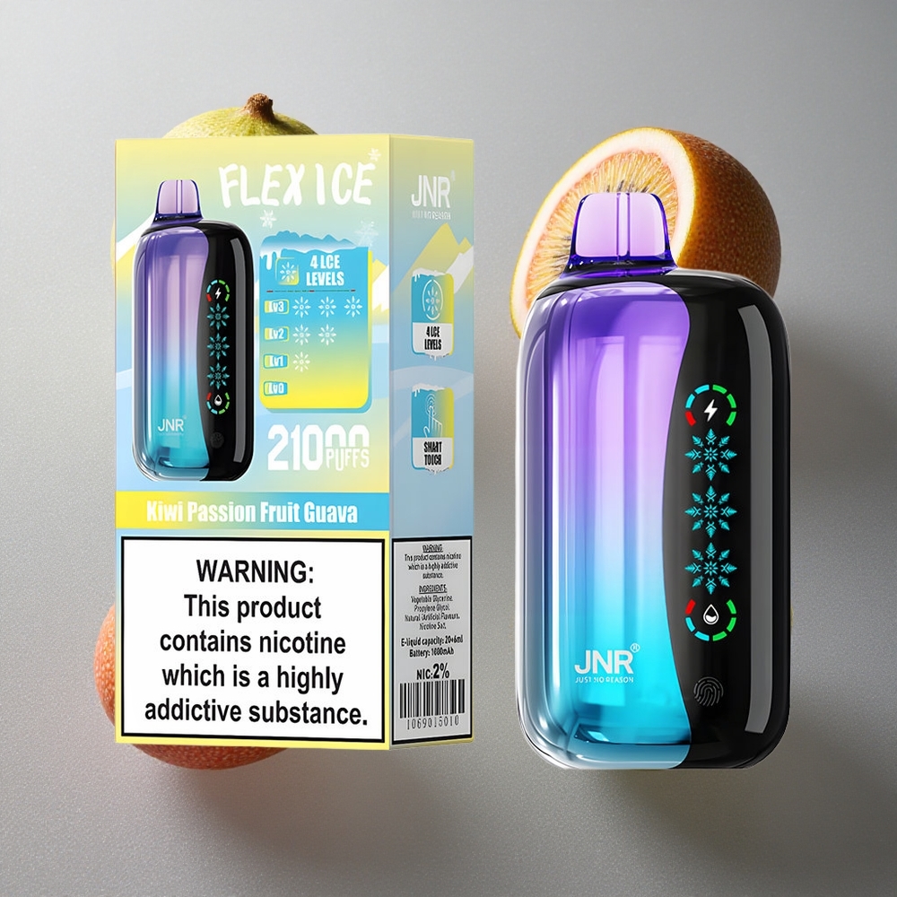 Kiwi Passionsfrukt Guava JNR Flex Ice 21000 Puffs Justerbar Luftflöde Sverige grossist