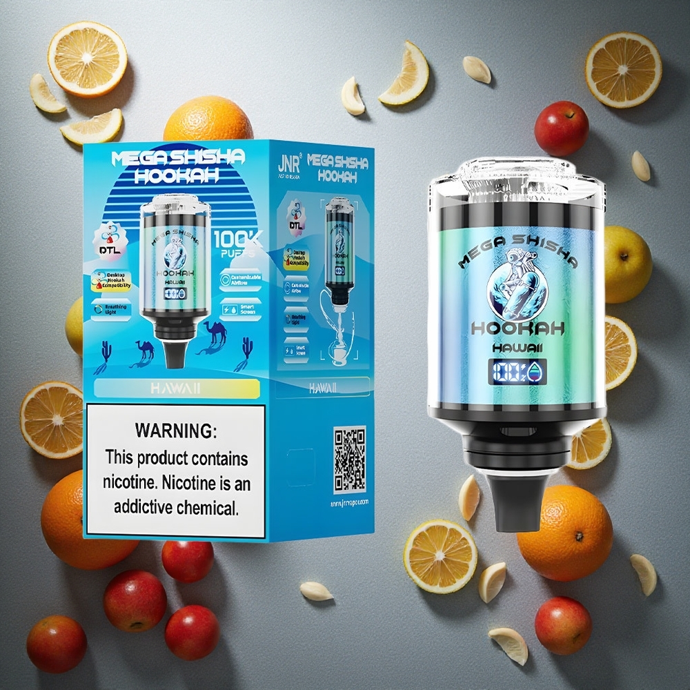 Hawaii JNR Mega Shisha Hookah 100 000 Puffs 60ml e-vätska kapacitet Sverige grossist