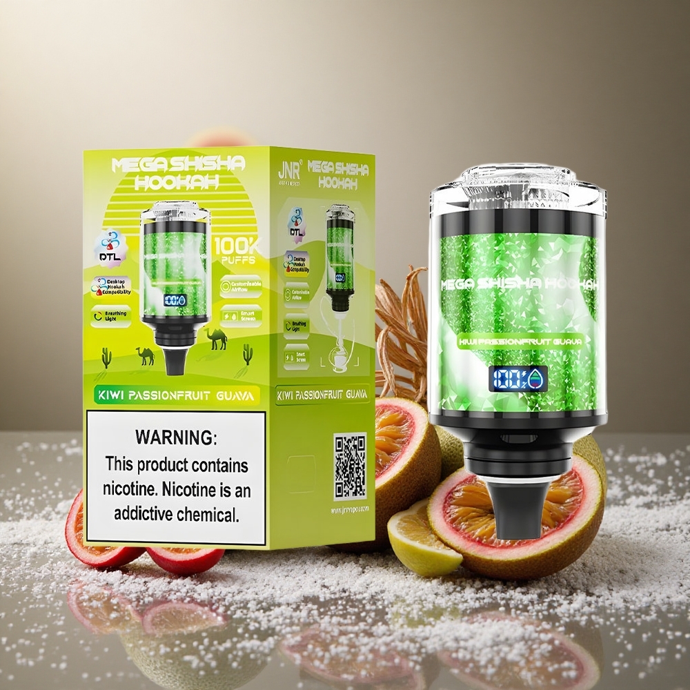 Kiwi passionsfrukt guava JNR Mega Shisha Hookah 100 000 Puffs Justerbar luftflöde Sverige grossist