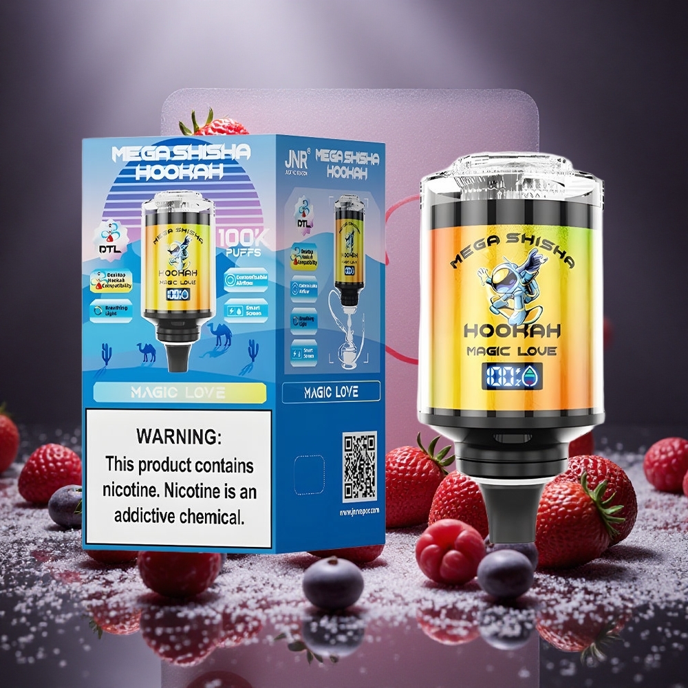Magisk Kärlek JNR Mega Shisha Hookah 100K Justerbar Luftflöde Interaktiv Smart Skärm Sverige grossist
