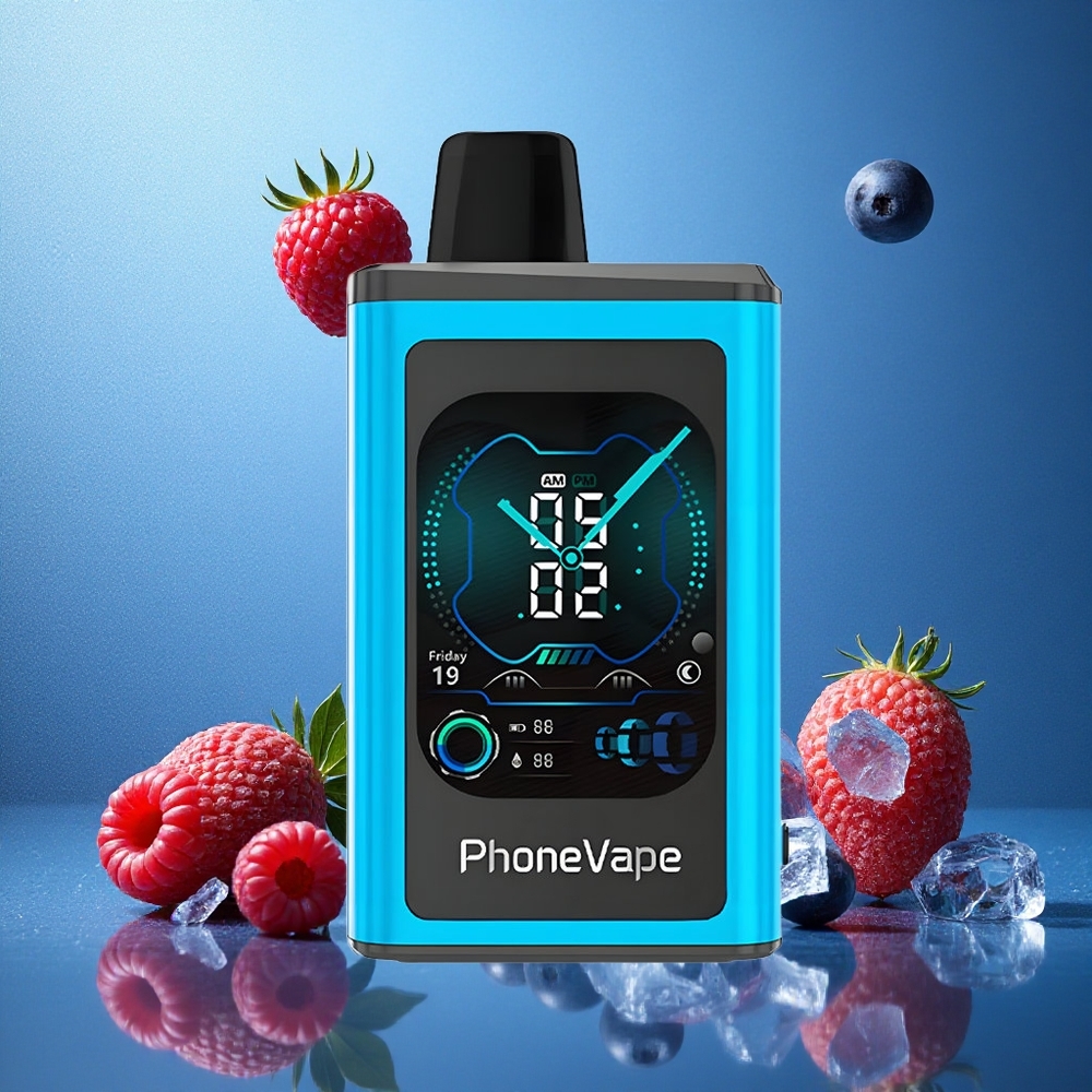 Blå Hallon Is JNR PhoneVape 30000 Puffs Typ-C Omladdningsbart Sverige grossist