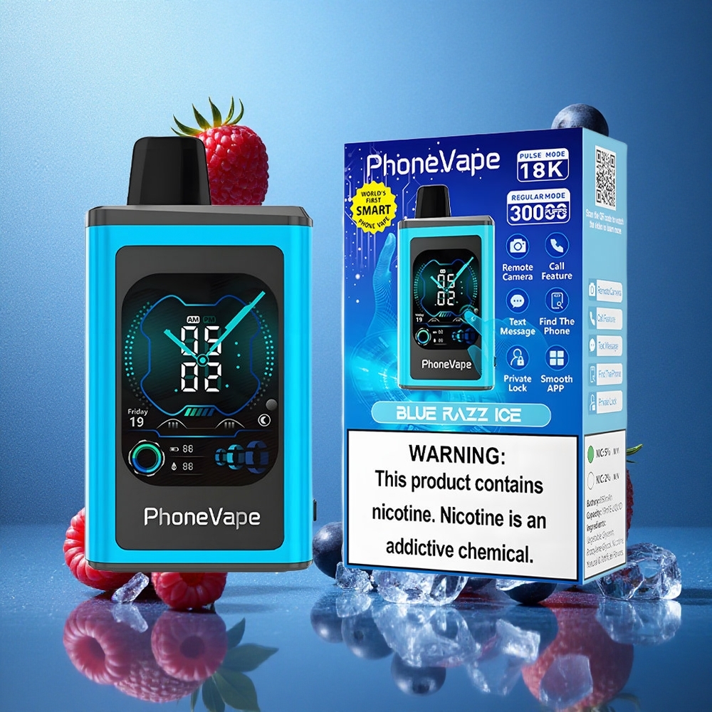 Blå Hallon Is JNR PhoneVape 30000 Puffs Typ-C Omladdningsbart Sverige grossist