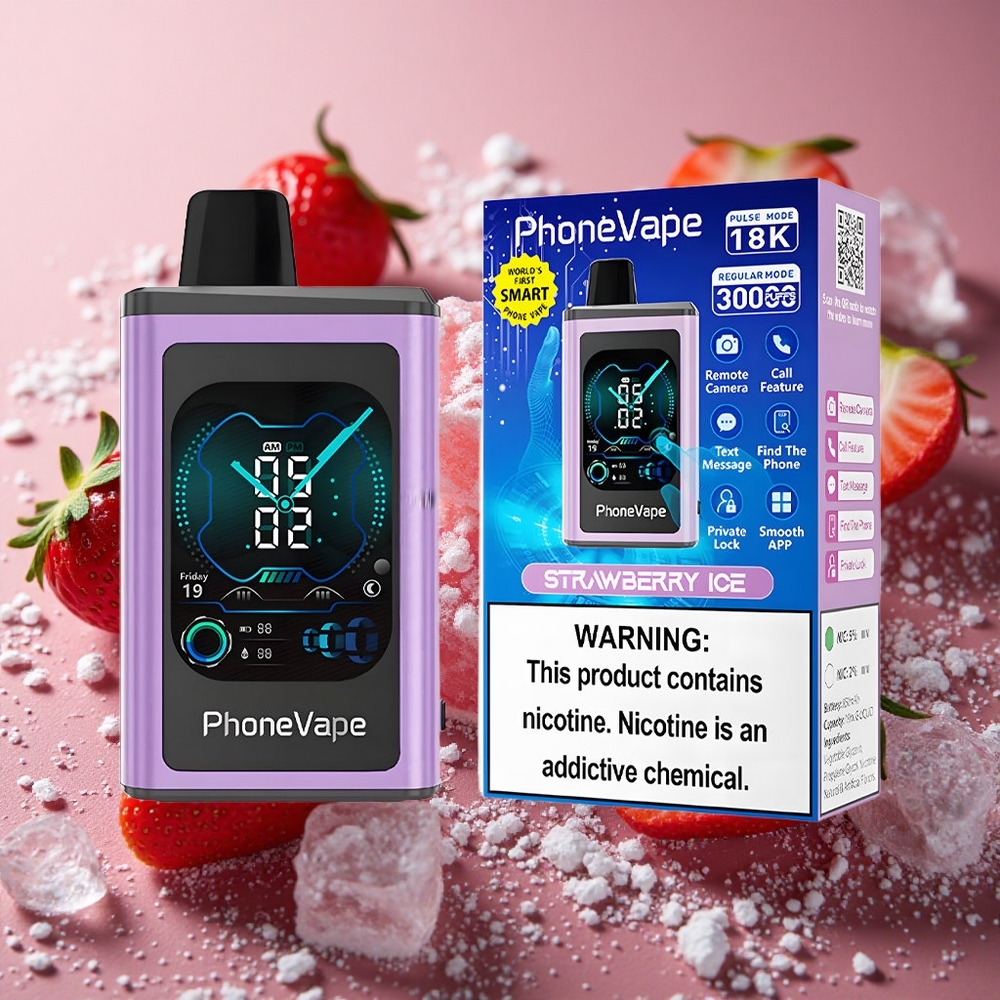 Jordgubb Is JNR PhoneVape 30000 Puffs Laddningsbar Turbo Sverige grossist