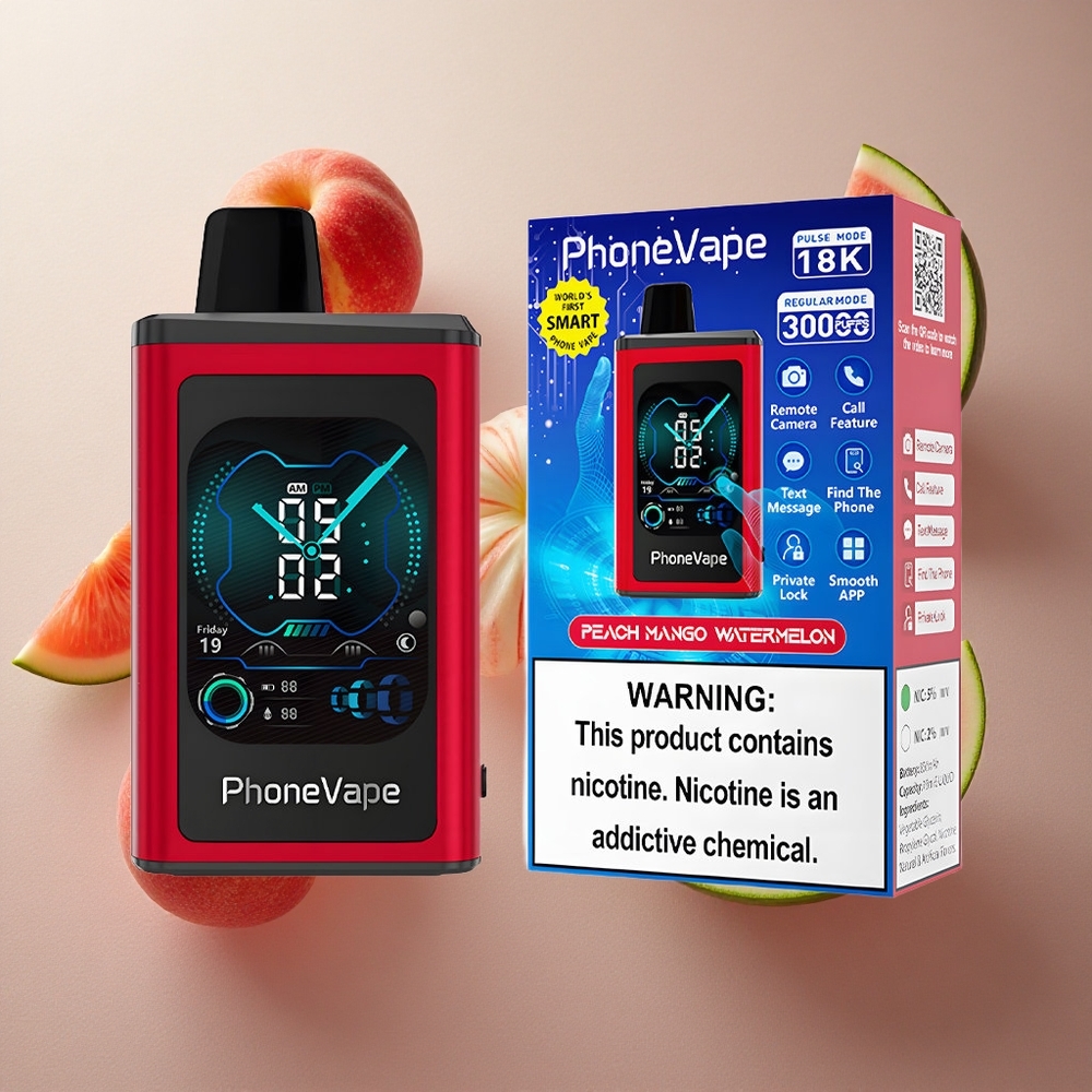 Persika Mango Vattenmelon JNR PhoneVape 30000 Puffs Justerbar Luftflöde Appstyrd Sverige grossist