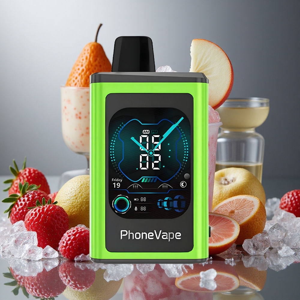 Sur Äpple Is JNR PhoneVape 30000 Puffs Justerbar Luftflöde Full Display Skärm Sverige grossist