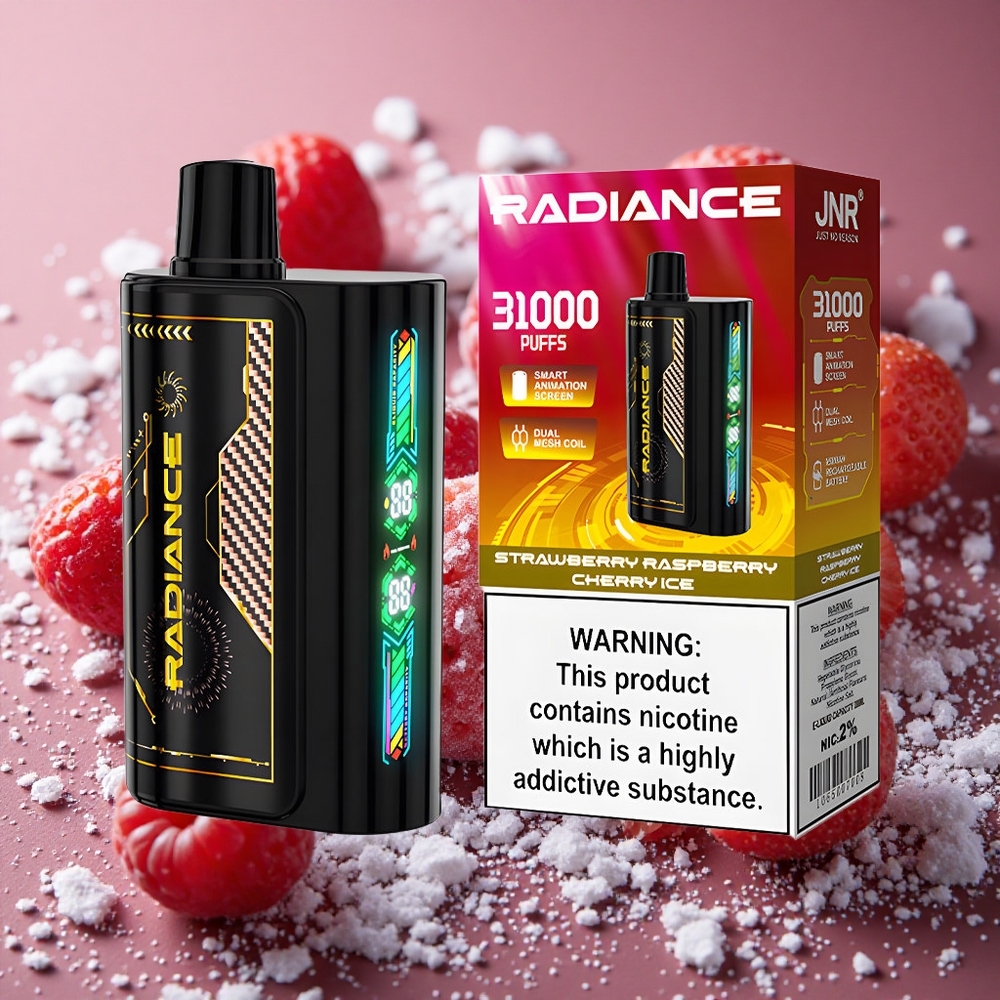 Jordgubb Hallon Körsbär Is JNR Radiance 31000 Puffs Smart Animation Skärm Sverige grossist