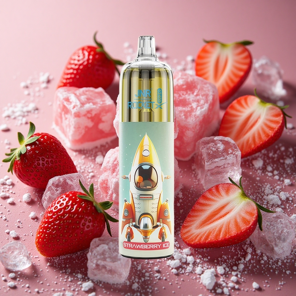 Jordgubb Is JNR Rocket-X 12400 Puffs Justerbar Luftflöde 25ml e-Liquid Kapacitet Sverige grossist