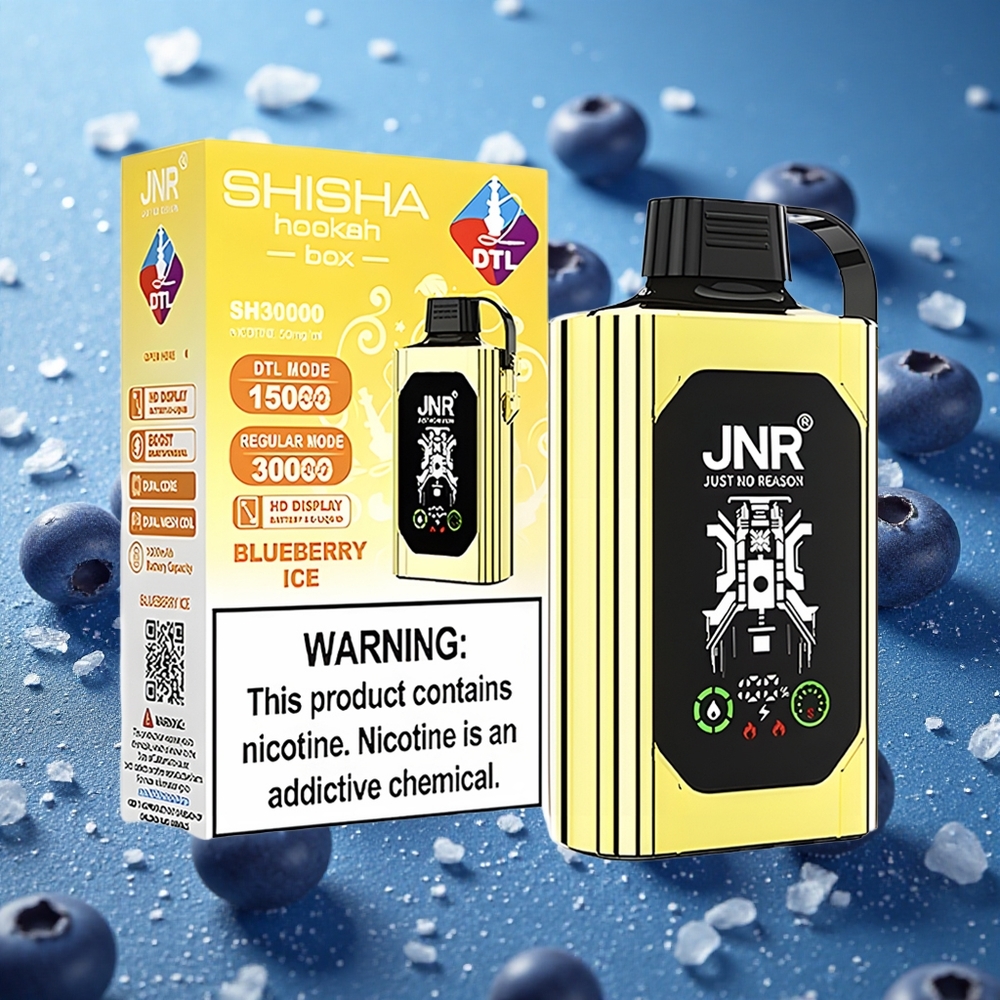 Blåbär Is JNR Shisha Hookah Box 20500 Puffs 25ml E-vätska Dual Mesh Coil Sverige grossist