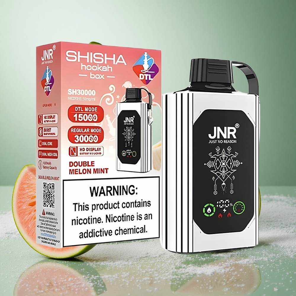 Dubbel Melon Mynta JNR Shisha Hookah Box 20500 Puffs 25ml E-vätska Dual Mesh Coil & Dual Core Sverige grossist