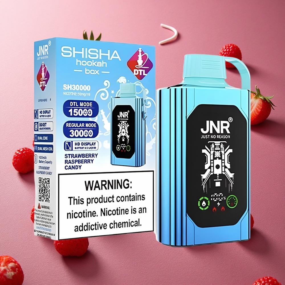 Jordgubb Hallon Godis JNR Shisha Hookah Box 20500 Puffs HD Skärm 1000mAh Sverige grossist