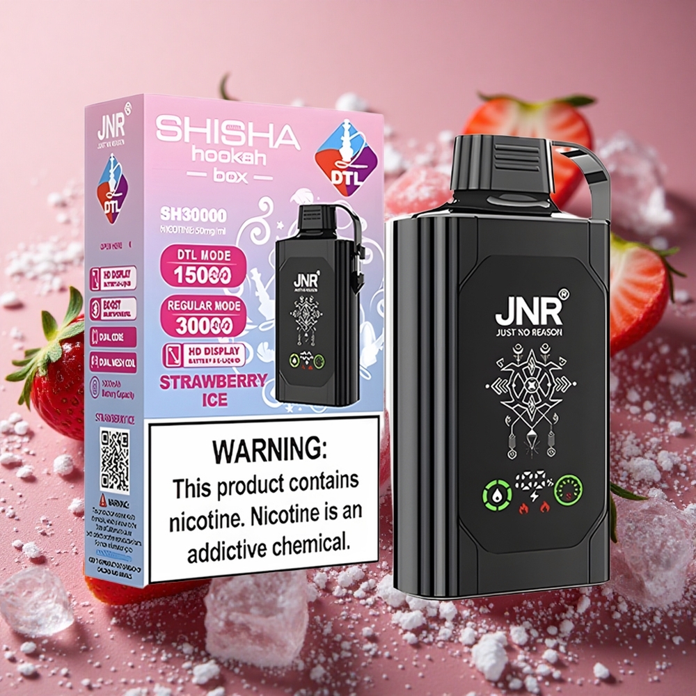 Jordgubb Is JNR Shisha Hookah Box 20500 Puffs 25ml Dual Mesh Coil Sverige grossist
