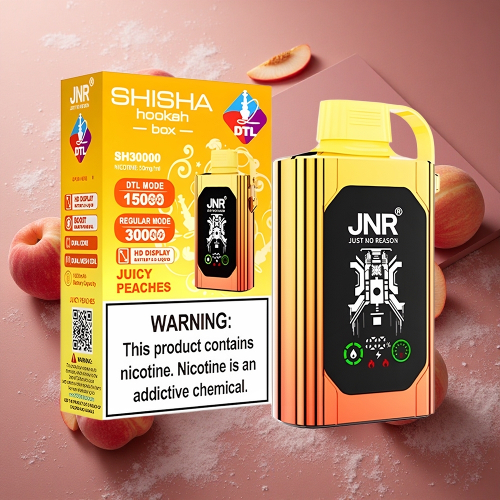 Juicy Peaches JNR Shisha Hookah Box 20500 Puffs 25ml HD Display Sverige grossist