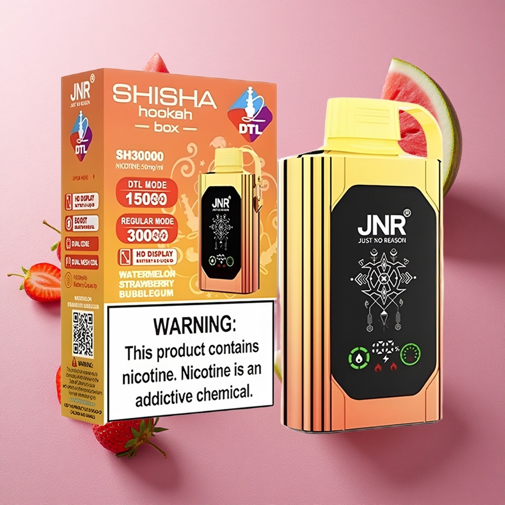 Vattenmelon Jordgubbe Tuggummi JNR Shisha Hookah Box 20500 Puffs HD Display Type-C Snabb Laddning Sverige grossist