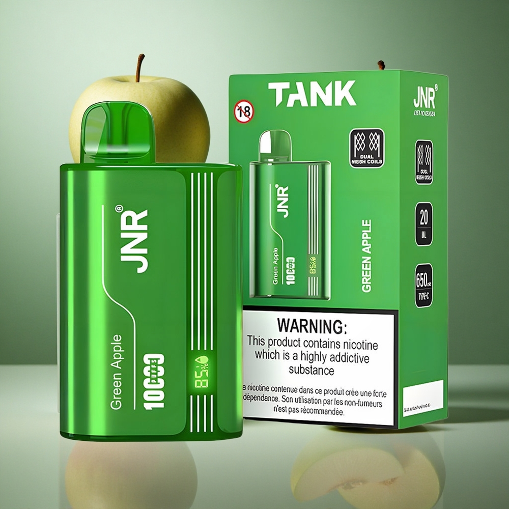 Grönt Äpple Persika Päron JNR Tank 10000 Puffs Justerbar Luftflöde Digital Display Sverige grossist