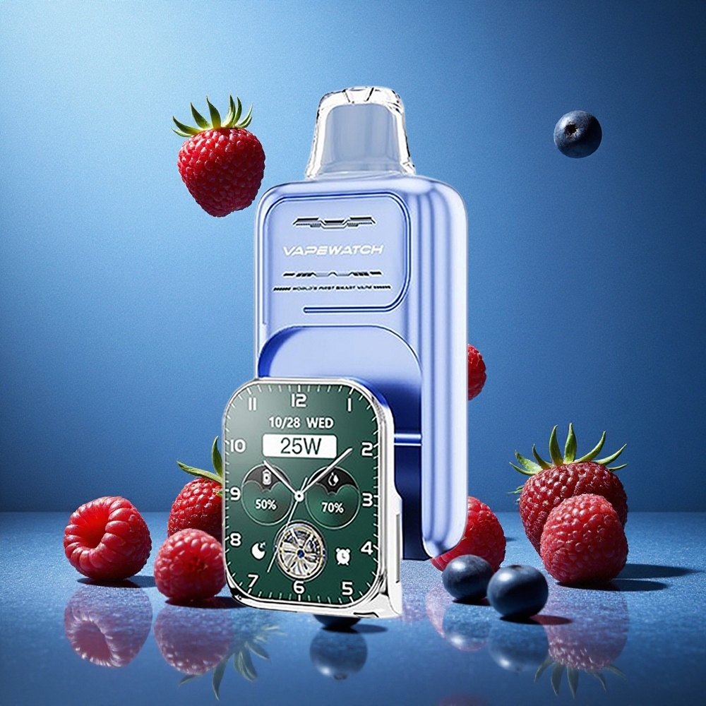 Blå Hallon Is JNR Vape Watch 30000 Puffs Dual Mesh Coil 19mL Sverige grossist