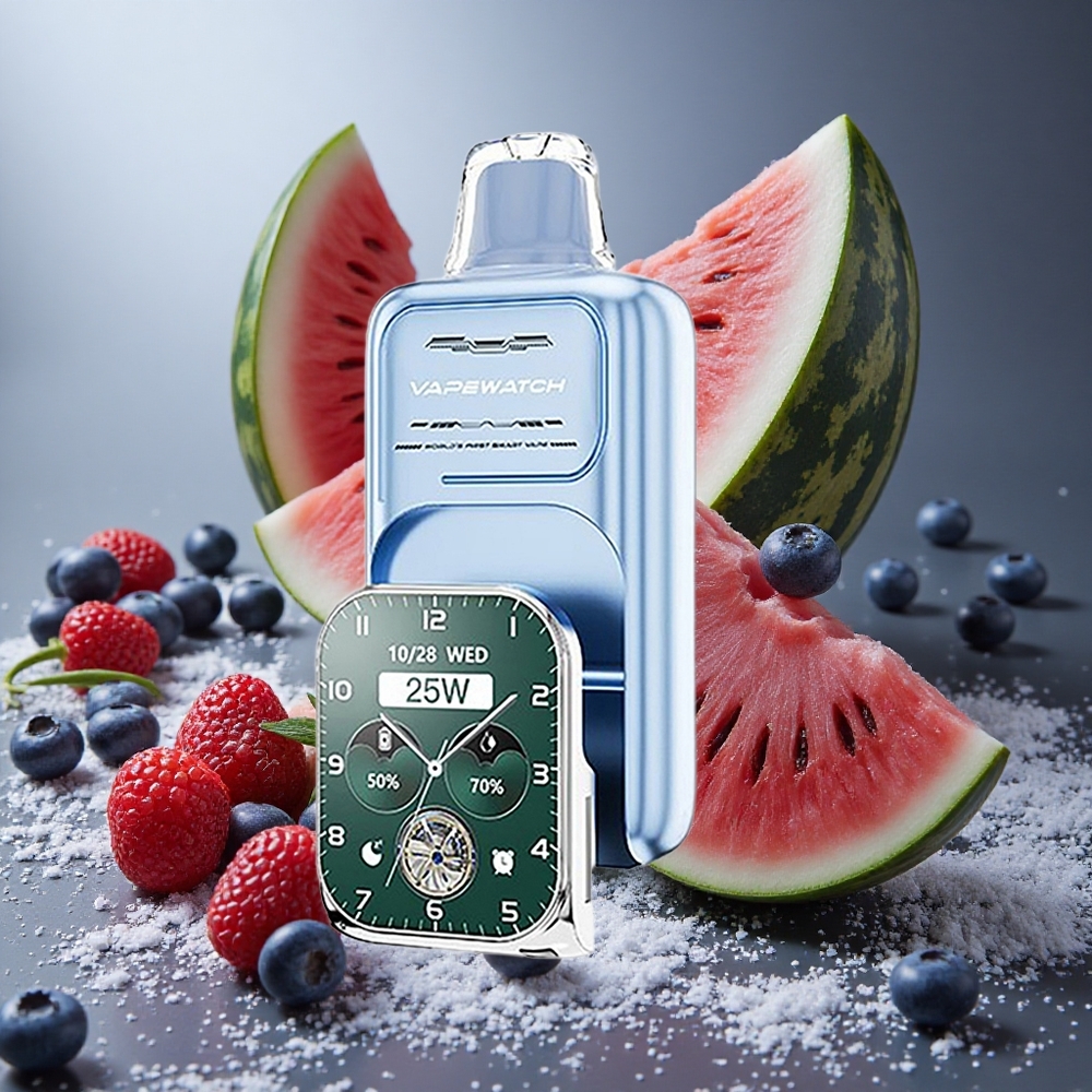Blåbär Vattenmelon JNR Vape Watch 30000 Puffs 19mL E-vätska Dual Mesh Coil Sverige grossist