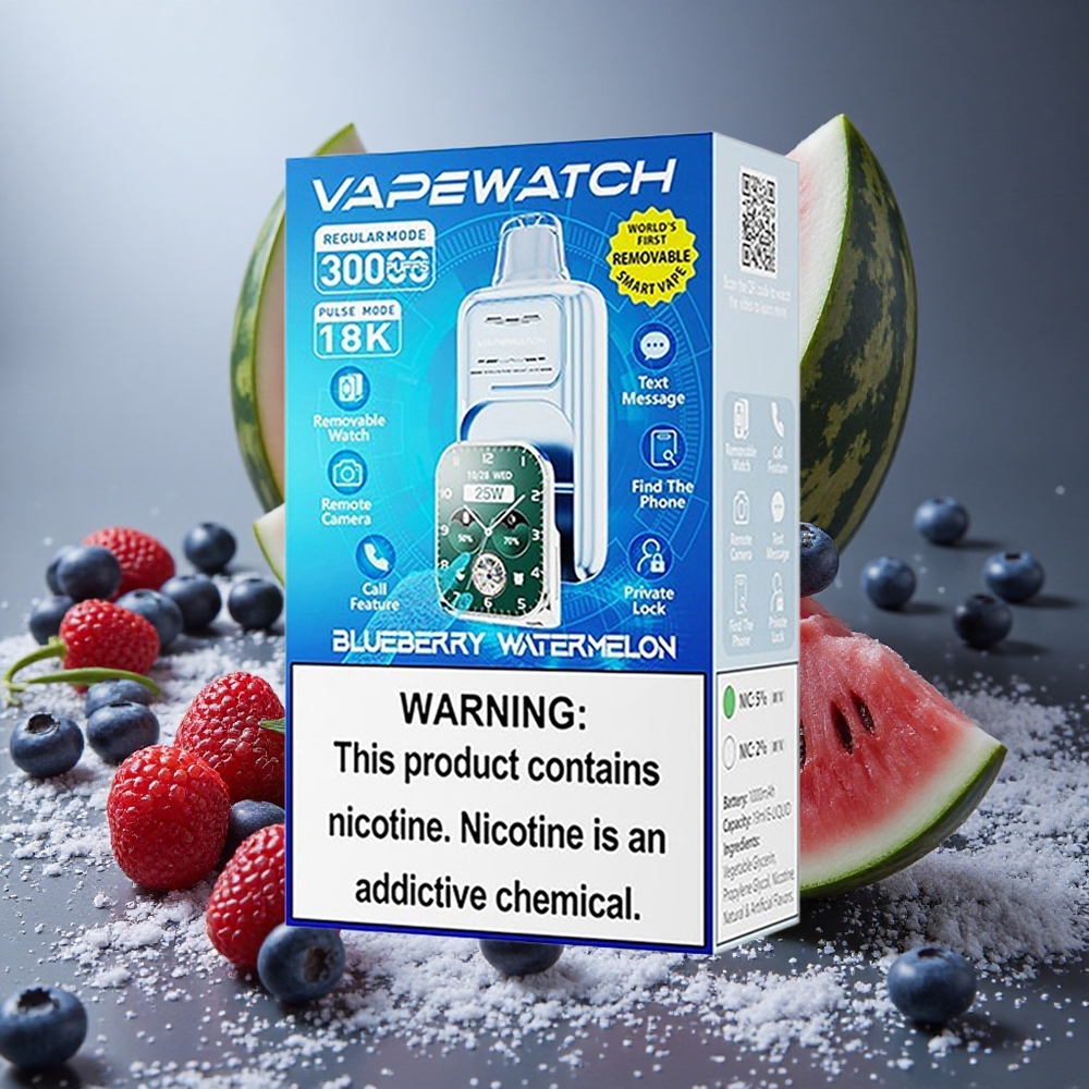 Blåbär Vattenmelon JNR Vape Watch 30000 Puffs 19mL E-vätska Dual Mesh Coil Sverige grossist