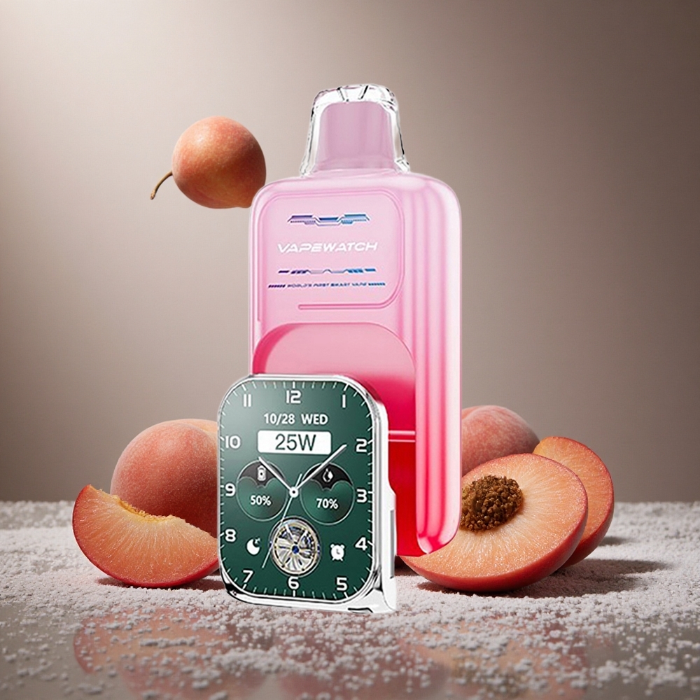 Persikofärgad JNR Vape Watch 30000 Puffs 19mL E-vätska 1000mAh Batteri Sverige grossist