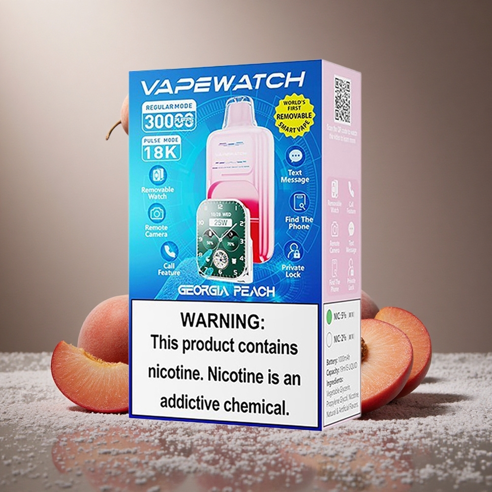 Persikofärgad JNR Vape Watch 30000 Puffs 19mL E-vätska 1000mAh Batteri Sverige grossist