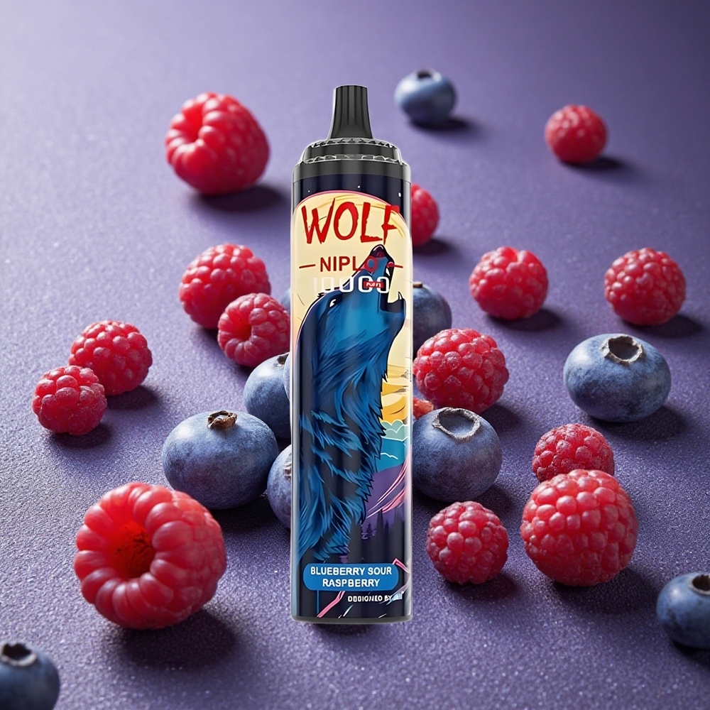 Blåbär Sur Hallon JNR Wolf Niplo 10000 Puffs 20ml E-vätska 1.0 Ohm Mesh Coil Sverige grossist
