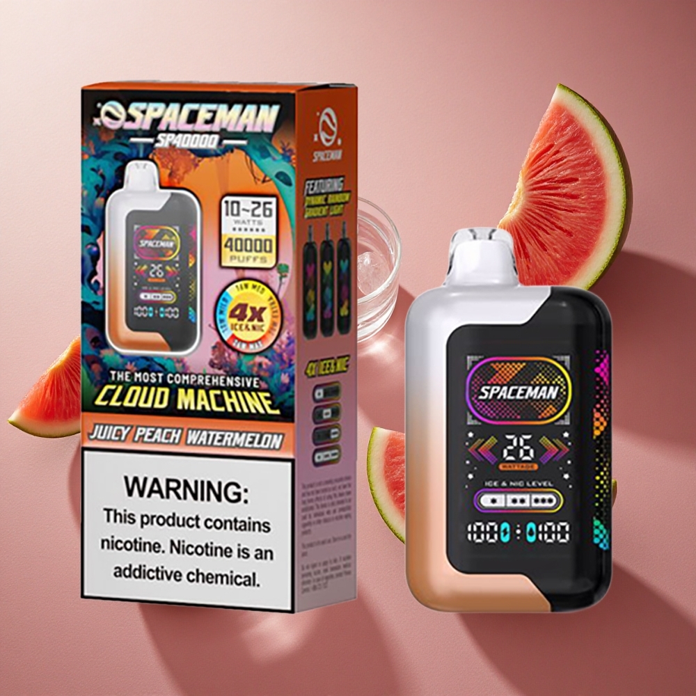 Juicy Peach Watermelon (Saftig Persika Vattenmelon) SMOK SPACEMAN SP40000 40000 Puffar 20ml eLiquid Sverige grossist