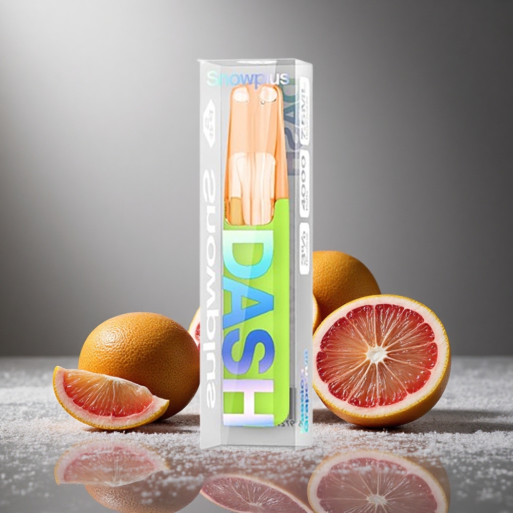 Passionsfrukt Grapefrukt Snowplus Dash 4000 Puffs 7,5 ml E-vätska Ceramisk Atomizer Sverige grossist