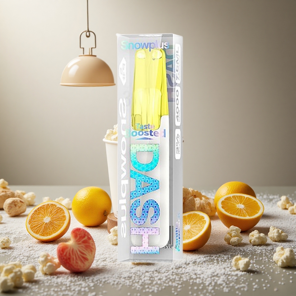 Vaniljpopcorn Snowplus Dash 4000 Puffs Keramisk Atomiserare 7.5 ml E-vätska Sverige grossist