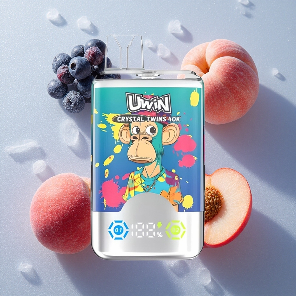 Blåbär på is Sommar persika is UWIN Crystal Twins 40000 puffar Omladdningsbar design 850mAh batteri Sverige grossist