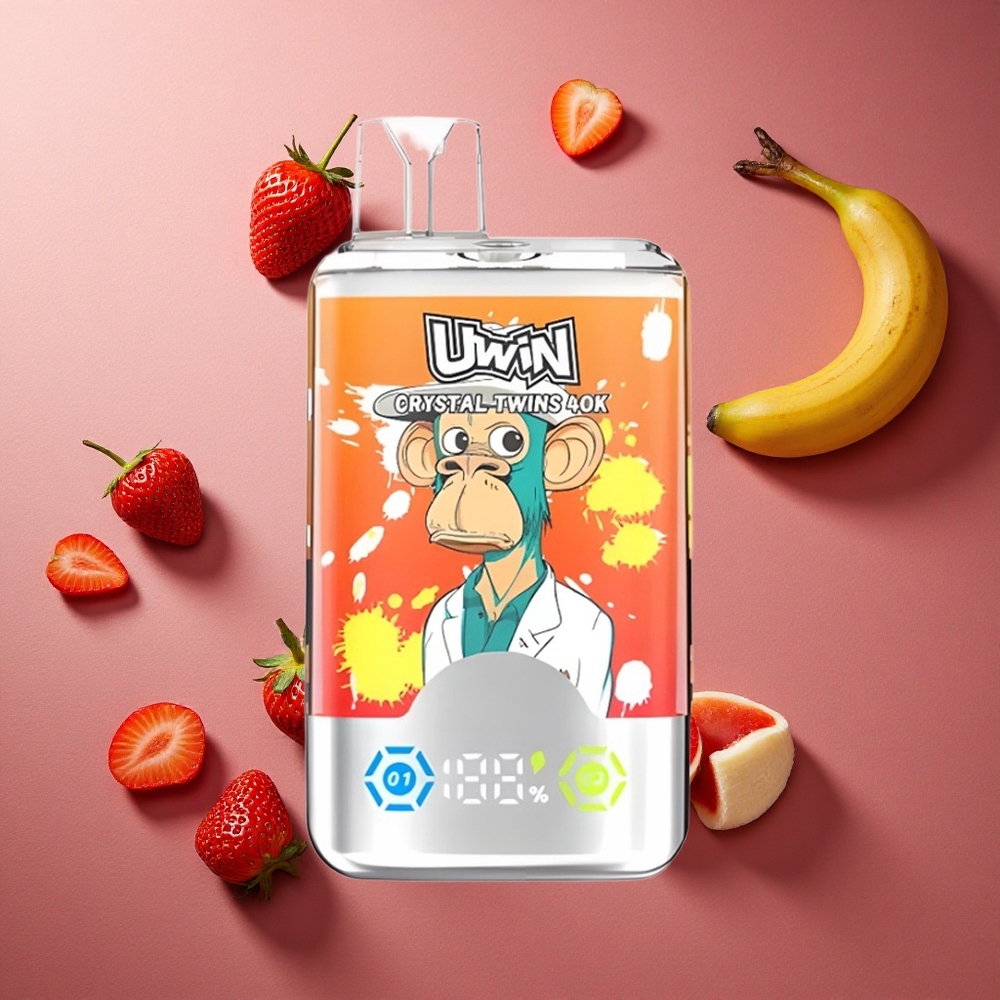 Jordgubbe Banan Kärlek UWIN Crystal Twins 40000 Puffs 32ml E-vätska 850mAh Batteri Sverige grossist