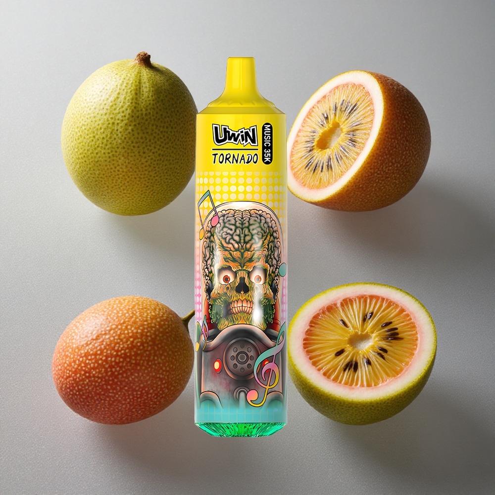 Kiwi Passionsfrukt Guava Uwin Tornado 35K Musik Engångs Vape 35 000 bloss Uppladdningsbart Batteri Sverige grossist