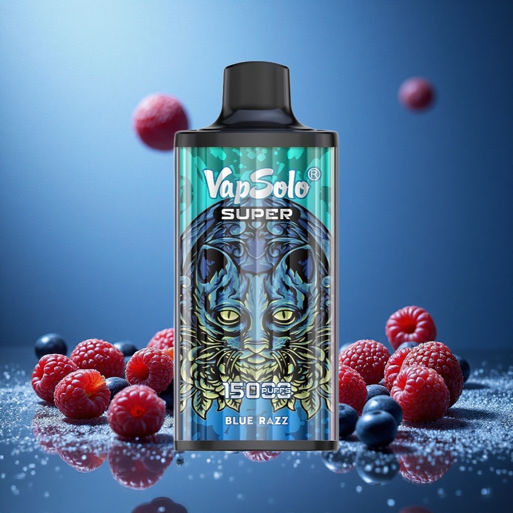 Blå Hallon Vapsolo Super 15000 puffar 40ml E-vätska Sverige grossist