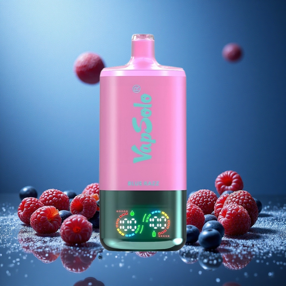 Blå Hallon VapSolo Triple 30000 Puffar 40ml E-vätska Sverige grossist
