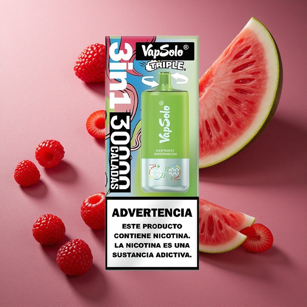 Hallon Vattenmelon VapSolo Triple 30000 Puffs 40ml E-Vätska Sverige grossist