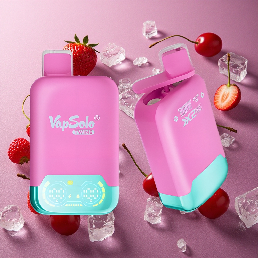 Jordgubb Hallon Körsbär Is & Vindruva Is Vapsolo Twins 20000 Puffs 40 ml E-Vätska Sverige grossist